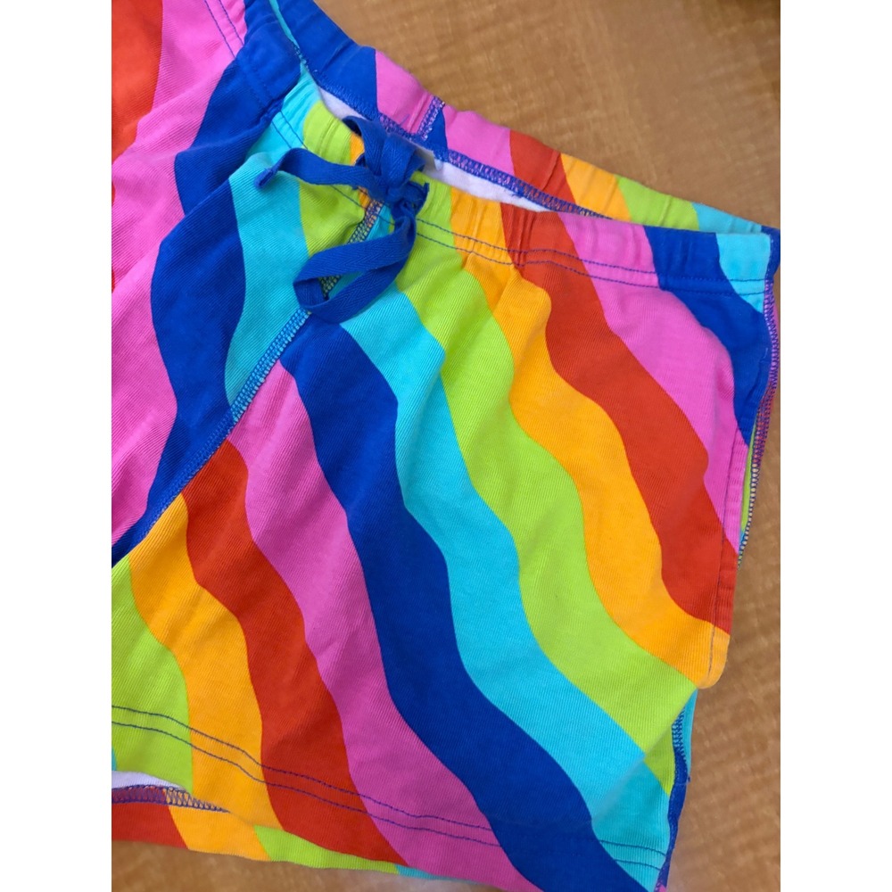 Hanna Andersson Womens Rainbow Wavy Stripe Organic Cotton Lounge Shorts Small